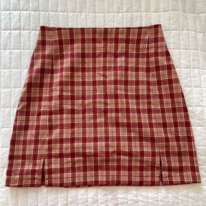BRANDY MELVILLE Plaid Cara Mini Front Slit Skirt XS/S